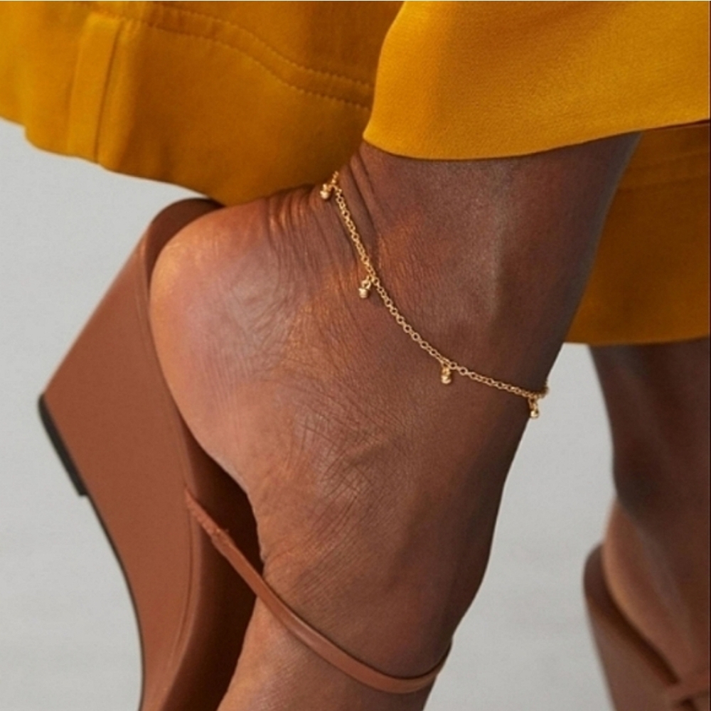 Anthropologie Gold Ball Charm Anklet